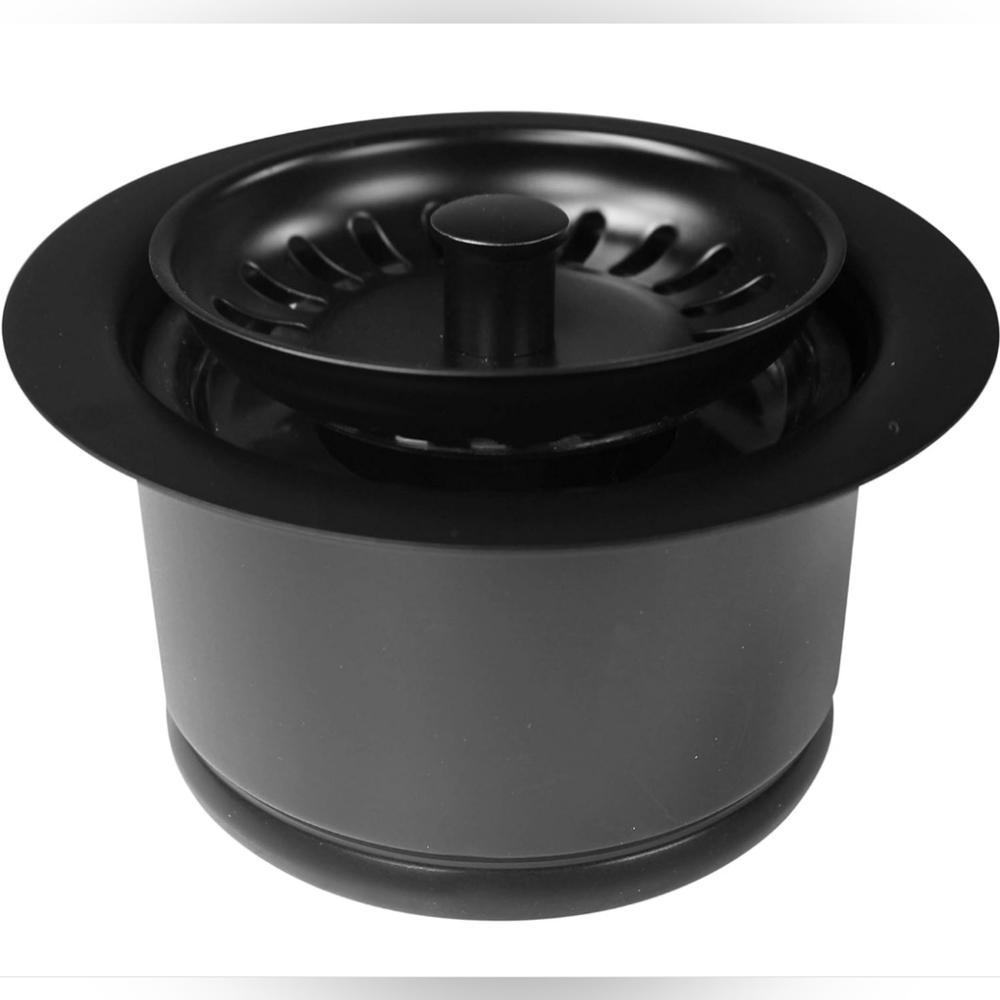 Westbrass D2082S-62 Extra-Deep Waste Disposal Flange & Strainer, Matte Black